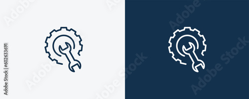 repair sign icon. Outline  repair sign icon from transportation collection. Linear vector isolated on white and dark blue background. Editable repair sign symbol can be used web and mobile