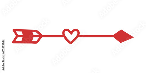 Heart Arrow Element. Hand drawn arrows with hearts, design elements for Valentine's day and wedding Design