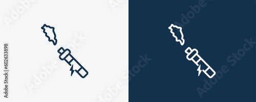 electronic cigarette icon. Outline electronic cigarette icon from technology collection. Linear vector isolated on white and dark blue background. Editable electronic cigarette symbol.