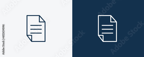 page icon. Outline page icon from information technology collection. Linear vector isolated on white and dark blue background. Editable page symbol.