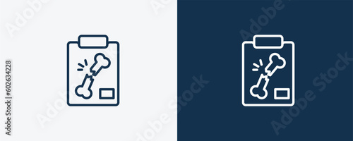 x ray of bones icon. Outline x ray of bones icon from medical and healthcare collection. Linear vector isolated on white and dark blue background. Editable x ray of bones symbol.