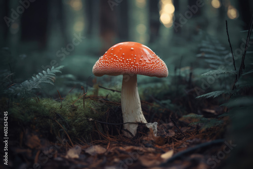 Magic mushroom in the forest