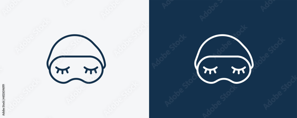 sleeping mask icon. Outline sleeping mask icon from fashion and things  collection. Linear vector isolated on white and dark blue background. Editable sleeping mask symbol.