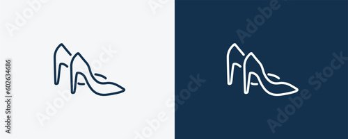 heel icon. Outline heel icon from fashion and things  collection. Linear vector isolated on white and dark blue background. Editable heel symbol.