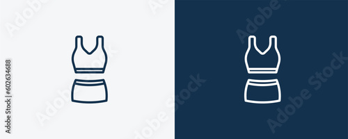 outfit icon. Outline outfit icon from fashion and things  collection. Linear vector isolated on white and dark blue background. Editable outfit symbol.