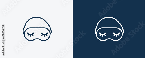 sleeping mask icon. Outline sleeping mask icon from fashion and things collection. Linear vector isolated on white and dark blue background. Editable sleeping mask symbol.