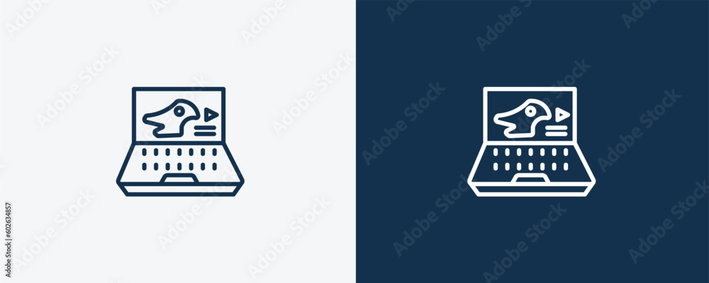 paleontology icon. Outline paleontology icon from distance learning collection. Linear vector isolated on white and dark blue background. Editable paleontology symbol.. paleontology icon. Outline paleontology icon from distance learning collection. Linear vector isolated on white and dark blue background. Editable paleontology symbol..
