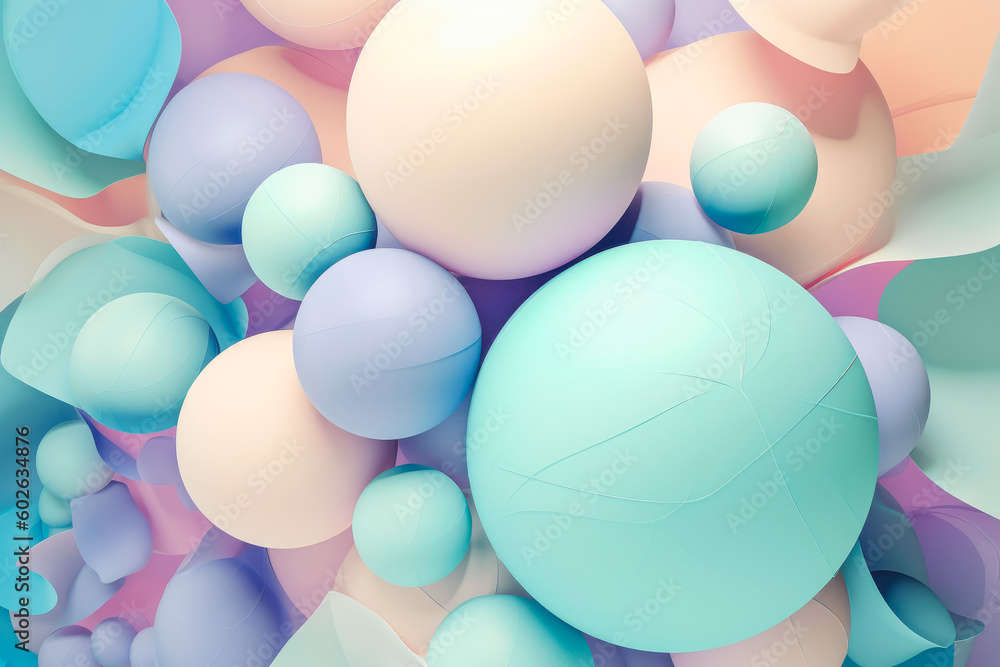 Geometric shapes. Pastel spheres abstract background. Light background with soft colors. Generative AI Geometric shapes. Pastel spheres abstract background. Light background with soft colors. Generative AI