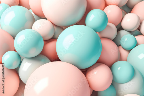 Geometric shapes. Pastel spheres abstract background. Light background with soft colors. Generative AI