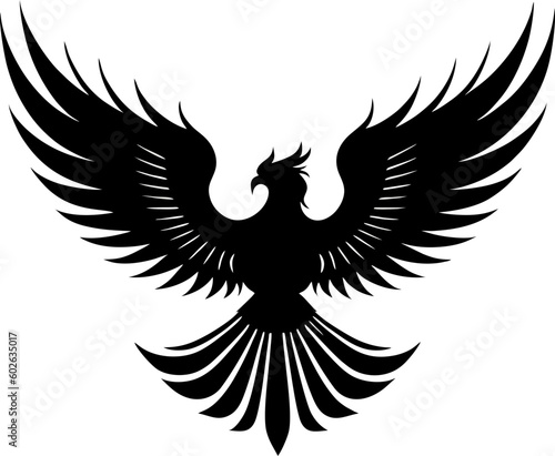 2D Line Art of Phoenix B&W