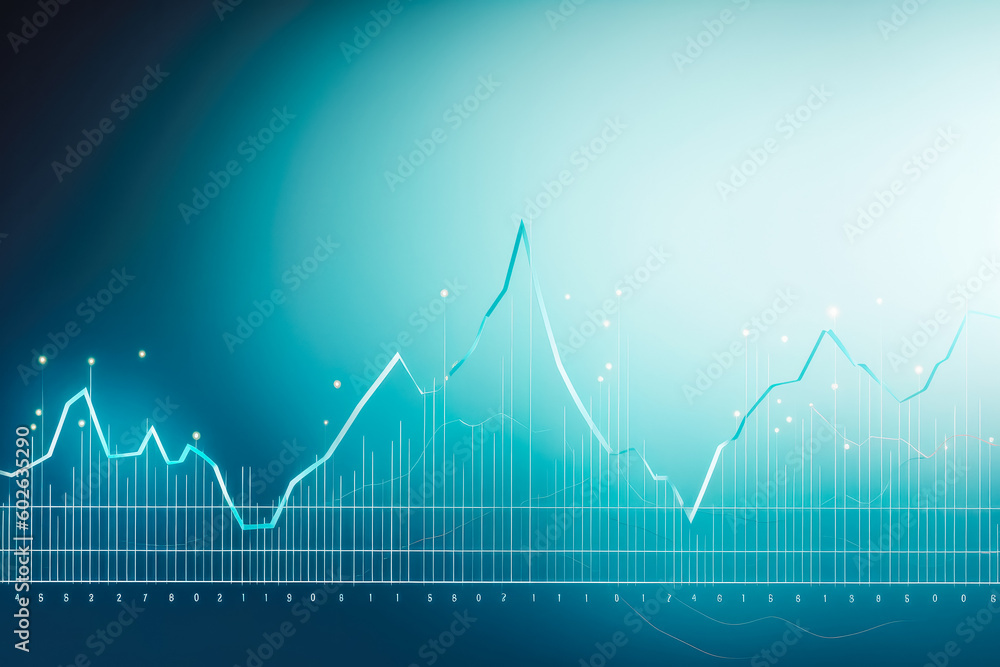Wide screen abstract financial chart with uptrend line. Generative AI Wide screen abstract financial chart with uptrend line. Generative AI