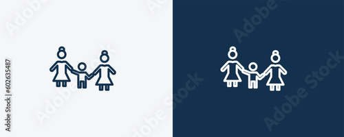 lesbian couple and son icon. Outline lesbian couple and son icon from people and relation collection. Linear vector. Editable lesbian couple and son symbol can be used web and mobile