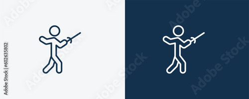 fencing attack icon. Outline fencing attack icon from people and relation collection. Linear vector. Editable fencing attack symbol can be used web and mobile
