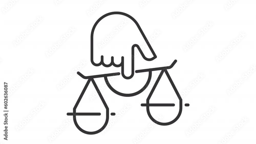 Justice icon animation. Animated line hand holds balancing scale. Scales of justice. Legal system. Supreme court. Loop HD video with alpha channel, transparent background. Outline motion graphic Justice icon animation. Animated line hand holds balancing scale. Scales of justice. Legal system. Supreme court. Loop HD video with alpha channel, transparent background. Outline motion graphic