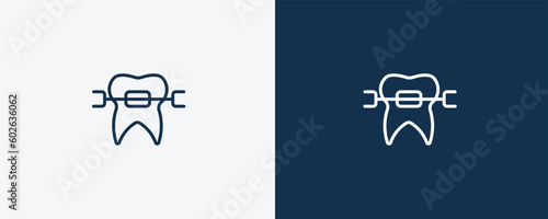 brackets icon. Outline brackets icon from dental health collection. Editable brackets symbol.