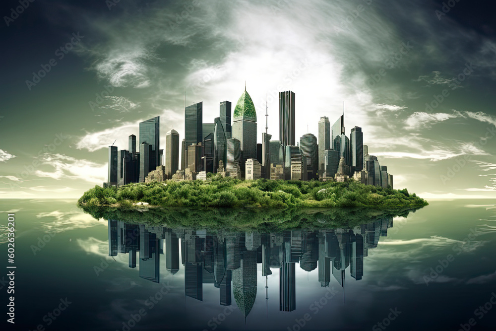 Fototapeta premium save the green planet, green cities ofthe future