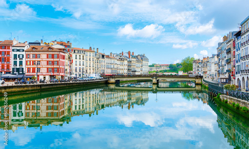 Panorama of Bayonne with bridge and colored house- Aquitaine, basque country photo
