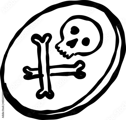 Doodle Grunge Skull Pin