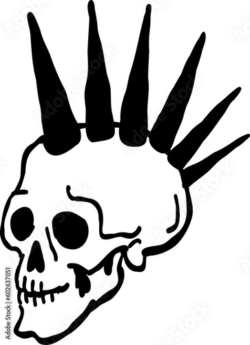 Doodle Grunge Punk Skull