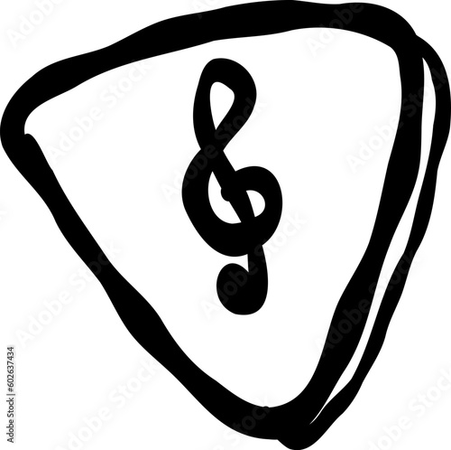 Doodle Grunge Guitar Pick with Treble Clef