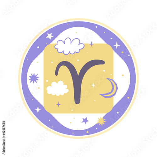 Astrology. Horoscope element. Aries zodiac sign. Vector graphics.