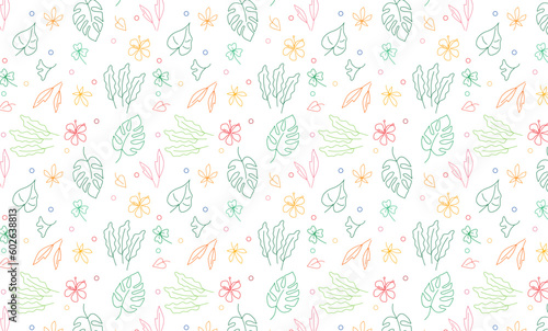 summer seamless pattern with flowers and leaves