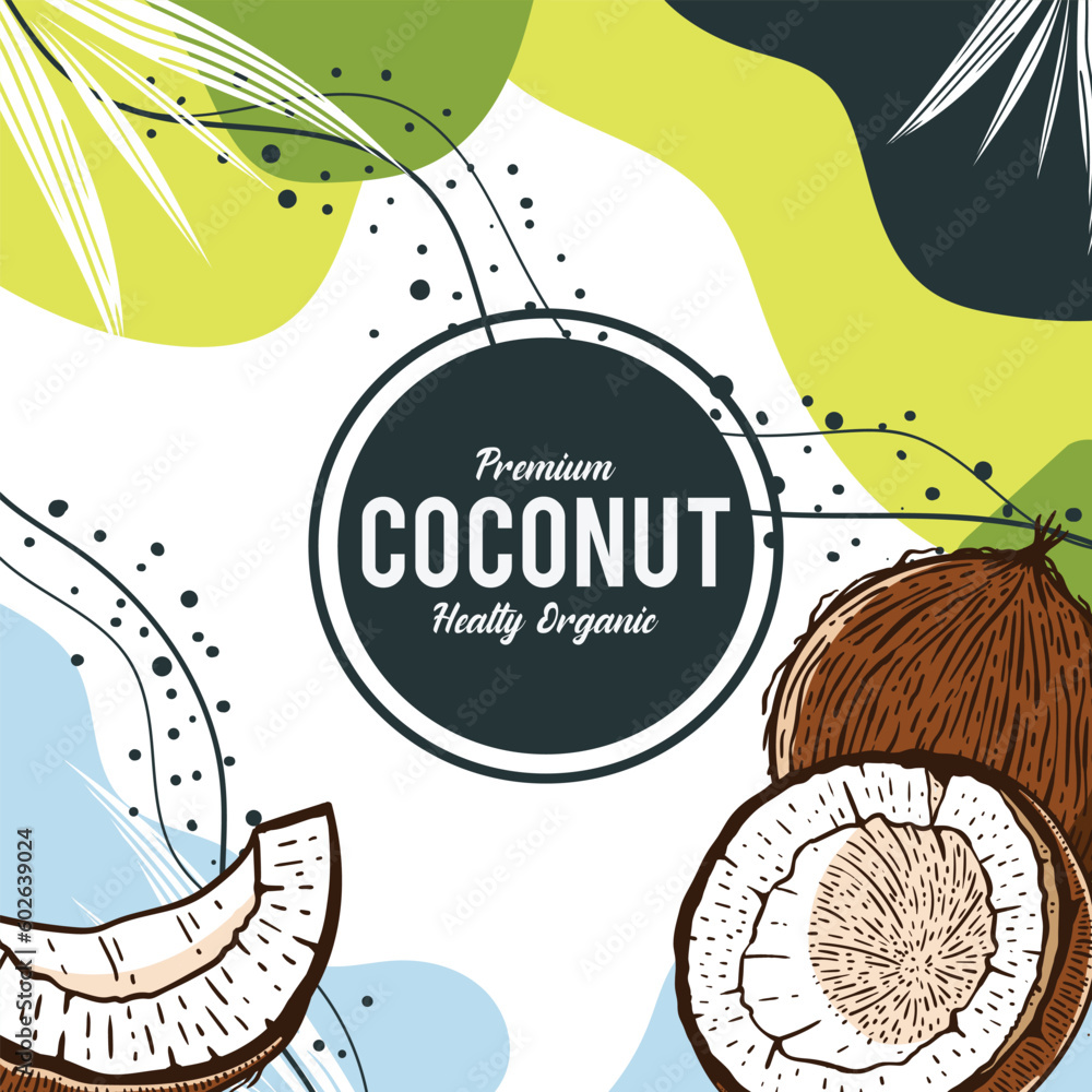 Coconut product packaging design in modern style Coconut product packaging design in modern style