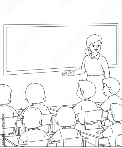 Students listen to what the teacher teaches in the classroom.