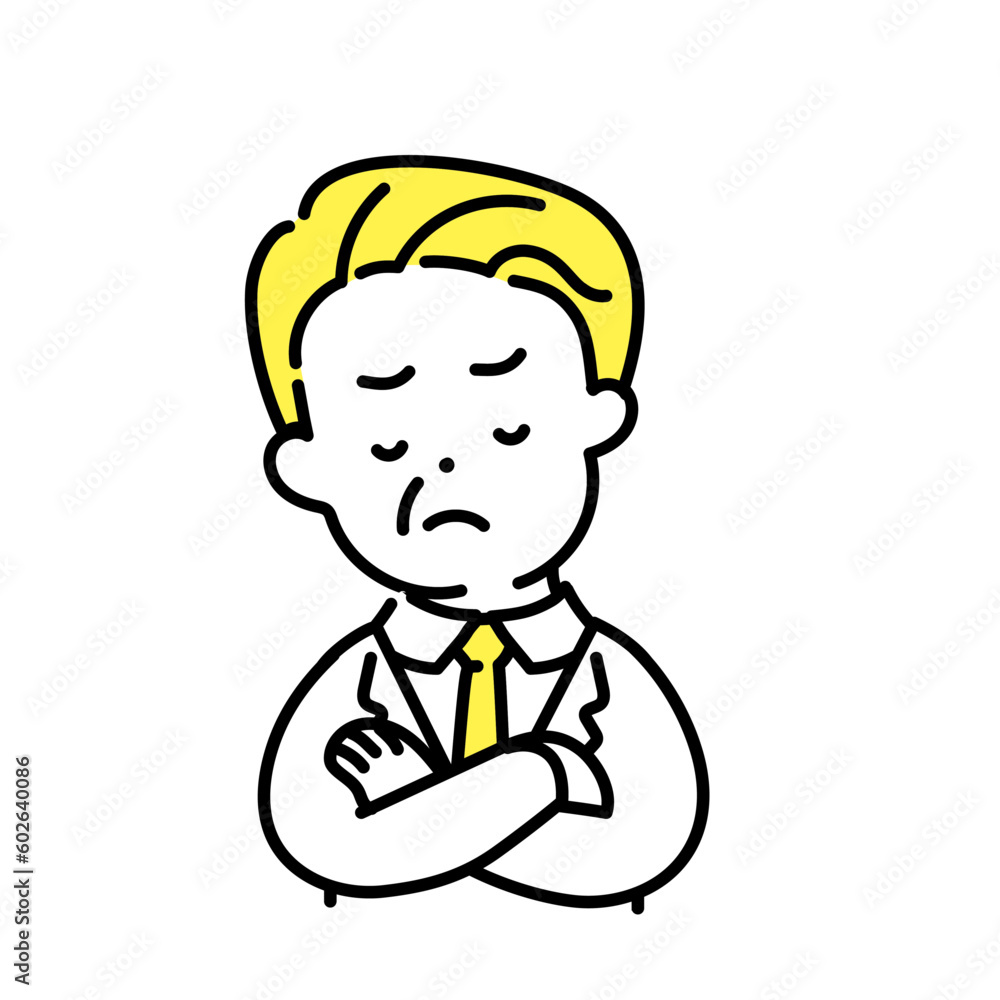 かわいい人物のイラストシリーズ _ オフィスワーカー_シニア _ 考える かわいい人物のイラストシリーズ _ オフィスワーカー_シニア _ 考える