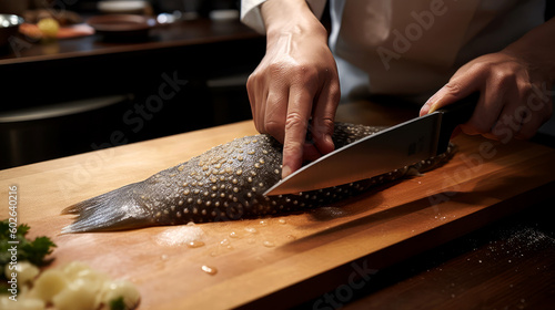 Masterful Preparation of  fugu Fish photo