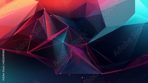 A colorful background with a glowing triangle and geometric pattern. Created with Generative AI tools.