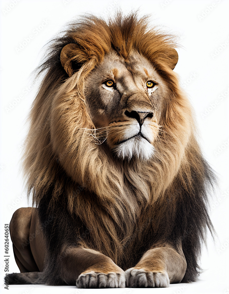 Lion isolated in white background, Generative Ai Lion isolated in white background, Generative Ai