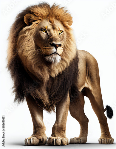Lion isolated in white background  Generative Ai 