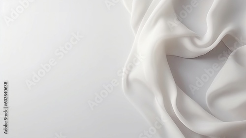 A white silk fabric is draped over a white surface. Created with Generative AI tools.