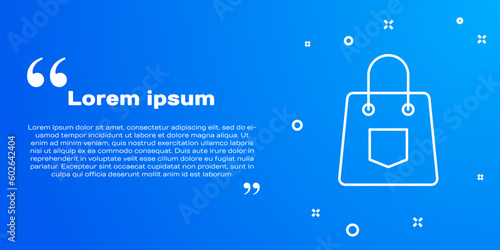 White line Handbag icon isolated on blue background. Female handbag sign. Glamour casual baggage symbol. Vector