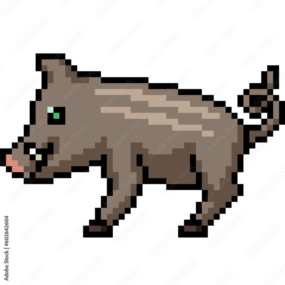 Fototapeta premium pixel art baby brown boar