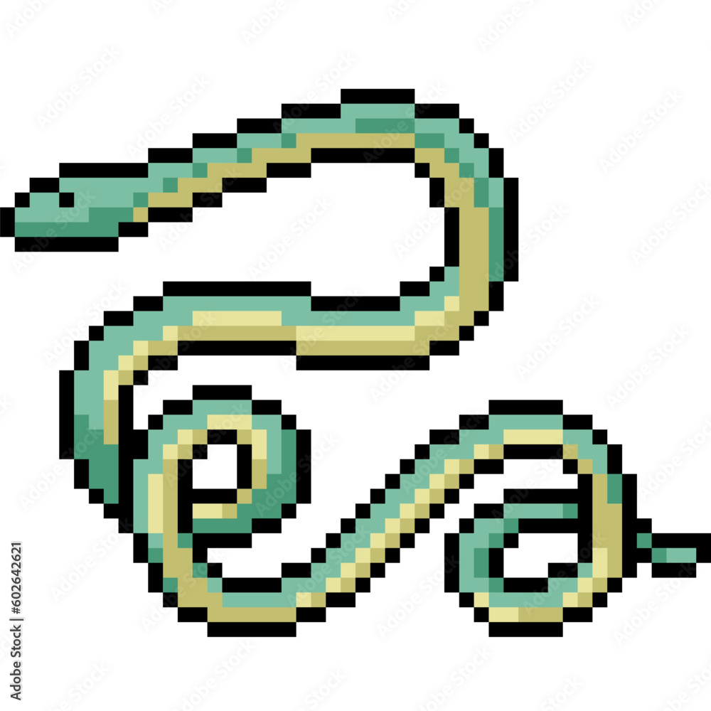 Obraz premium pixel art long green snake