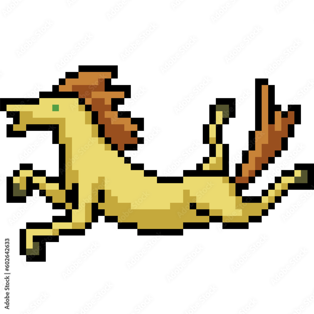 Fototapeta premium pixel art yellow horse fell