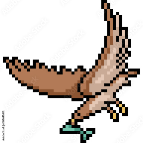 pixel art hawk hunt prey