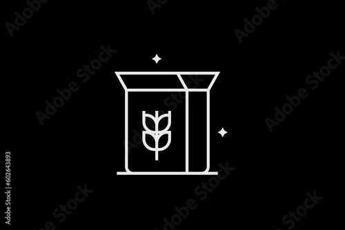 Geometric cereal illustration, vector flakes icon in flat design art.	
