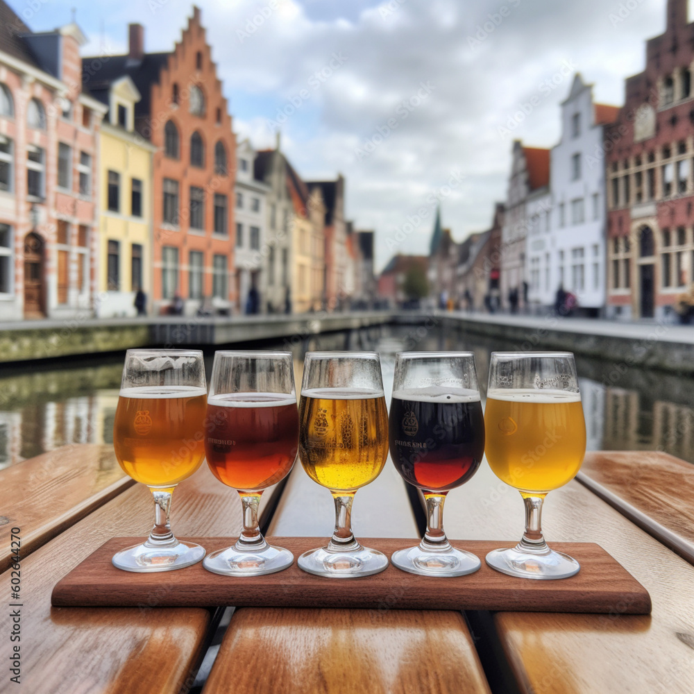 Naklejka premium Belgian beer in Belgium. Generative AI.