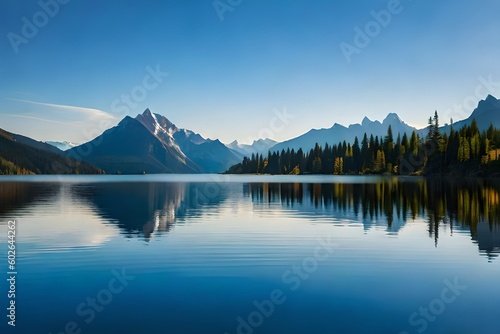 sunrise over the lake  surronded with mountains © Being Imaginative