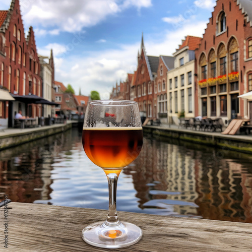 Belgian beer in Belgium. Generative AI.