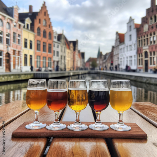 Belgian beer in Belgium. Generative AI. photo