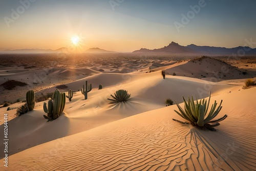 sunrise in a hot desert