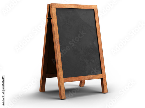 Board with wooden frame and chalkboard side view (ID: 602644451)