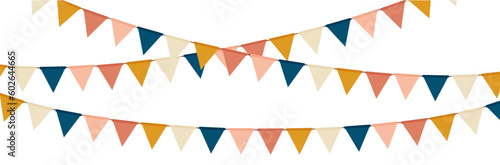 Print op canvas Fanions - Guirlande - Drapeaux - Triangles - Bannière festive et colorée pour la