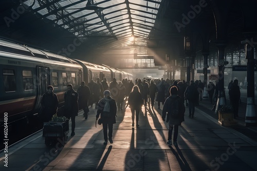 "Busy Morning at Train Station"