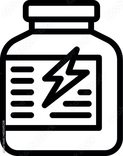 Protein jar icon outline vector. Arm muscle. Gym man