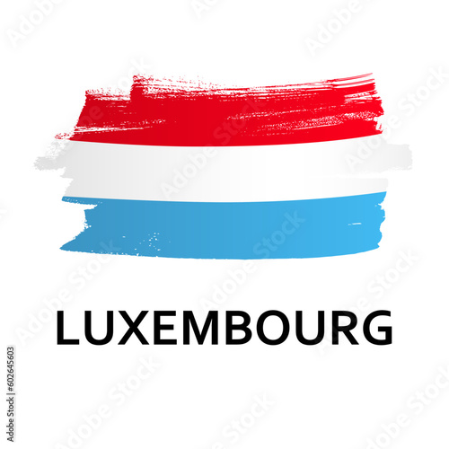 National symbols - flag of Luxembourg isolated on white background. Hand-drawn illustration. Flat style. 